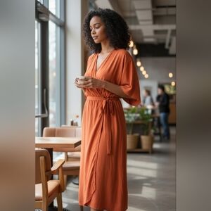 Orange Maxi Dress Elegant NWOT